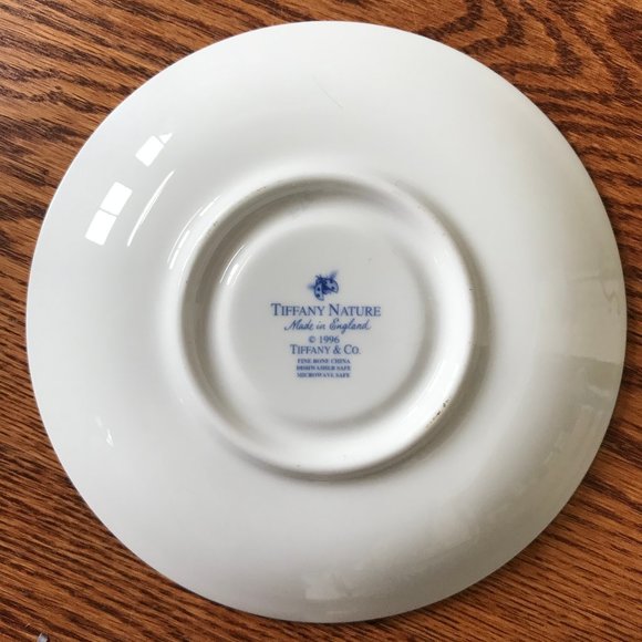 Tiffany & Co Nature Teacup Saucer Set White Blue Cherry Cup Mug China RARE - Picture 6 of 10